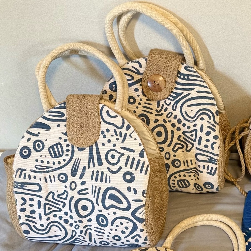 Jute Abstract Tote Bag